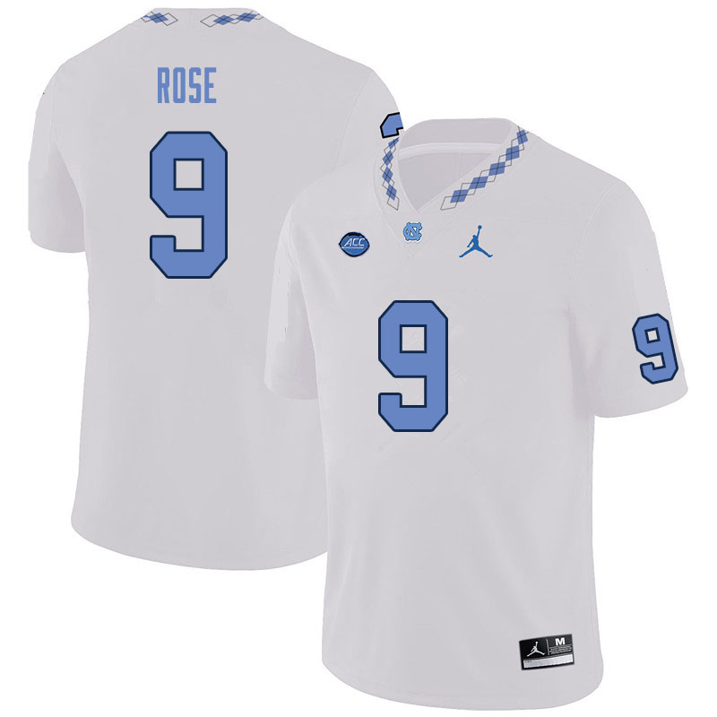 Men #9 Ray Rose North Carolina Tar Heels College Football Jerseys Sale-White